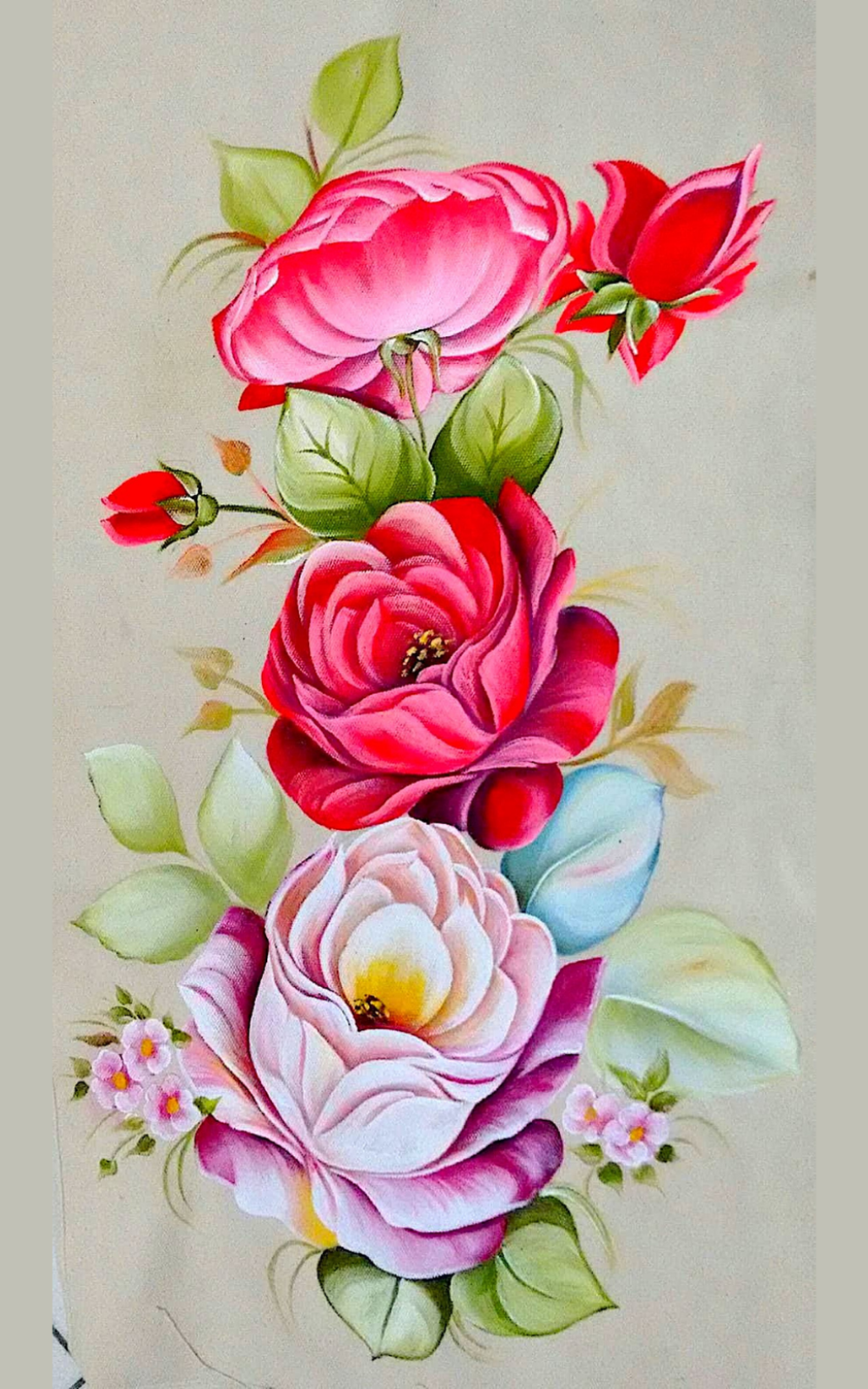 Flores do campo pintadas em tecido